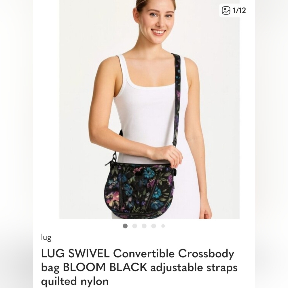 EUC Lug Swivel Convertible Crossbody Bag Bloom Black Floral Print - Picture 2 of 16